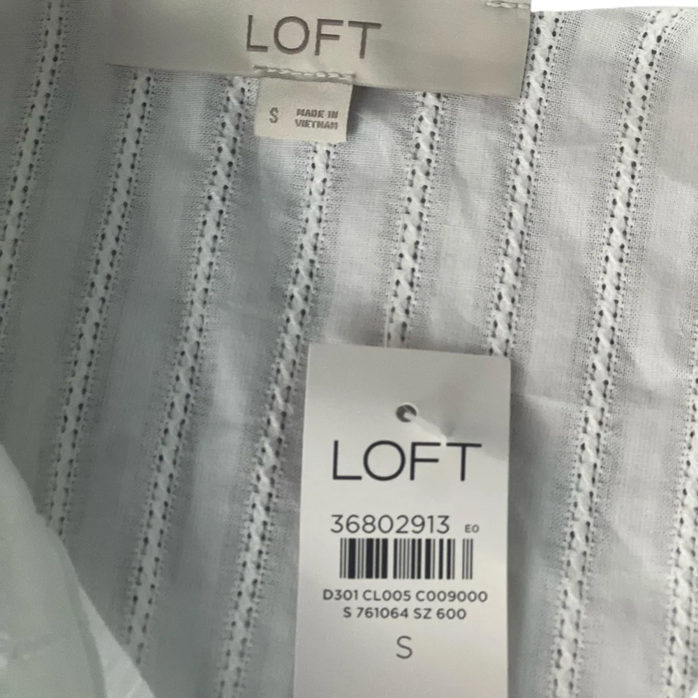LOFT White Tie-Front Short Sleeve 100% Cotton Button-Down Top Sz S New With Tag - Picture 5 of 6